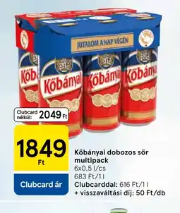 Tesco Köbányai dobozos sör multipack ajánlat