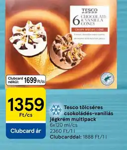 Tesco Tesco tölcséres csokoládés-vaníliás jégkrém multipack ajánlat