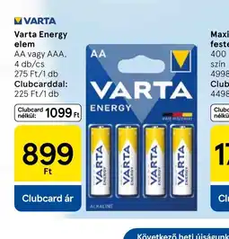 Tesco Varta Energy elem ajánlat