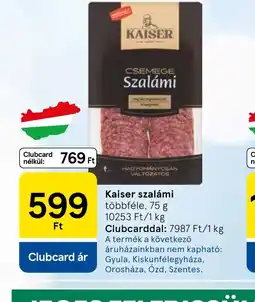 Tesco Kaiser szalámi ajánlat