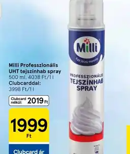 Tesco Milli Professzionális UHT tejszínhab spray ajánlat