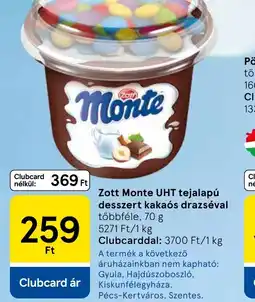 Tesco Zott Monte UHT tejalapú desszert ajánlat
