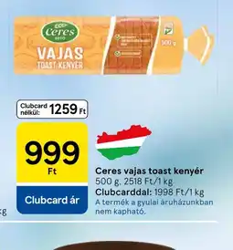 Tesco Ceres vajas toast kenyér ajánlat
