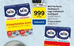 Tesco Milli Perfecto főzőtejszín vagy habtejszín multipack ajánlat