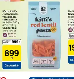 Tesco It's Us Kitti's gluténmentes vöröslencse száraztészta ajánlat