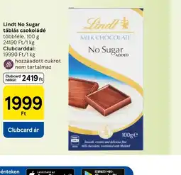 Tesco Lindt No Sugar táblás csokoládé ajánlat