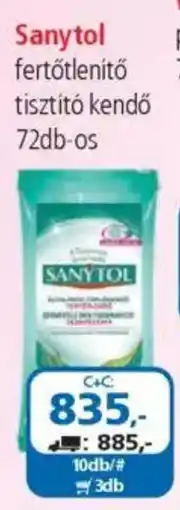 ÁRKLUB Sanytol fertőtlenítő tisztító kendő ajánlat