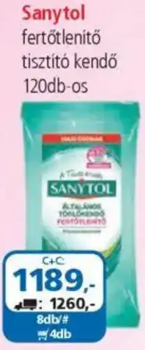 ÁRKLUB Sanytol fertőtlenítő tisztító kendő ajánlat