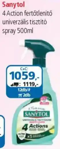 ÁRKLUB Sanytol 4 Action fertőtlenítő univerzális tisztító spray ajánlat