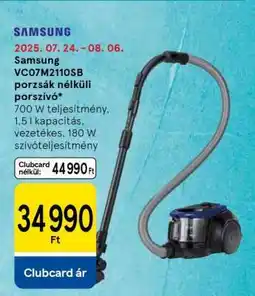 Tesco Samsung VC07M2110SB porzsák nélküli porszívó ajánlat