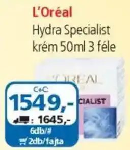 ÁRKLUB L'Oréal Hydra Specialist krém ajánlat