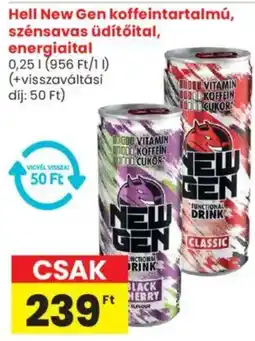 Spar Hell New Gen koffeintartalmú, szénsavas üdítőital, energiaital ajánlat