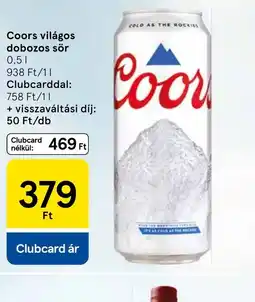 Tesco Coors világos dobozos sör ajánlat