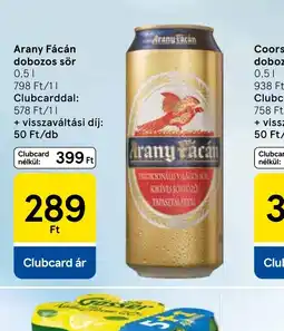 Tesco Arany Fácán dobozos sör ajánlat