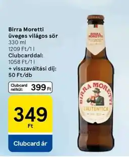 Tesco Birra Moretti üveges világos sör ajánlat