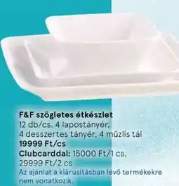 Tesco F&F szögletes étkészlet ajánlat