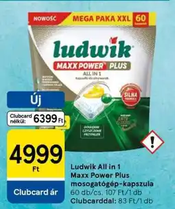 Tesco Ludwik All in 1 Maxx Power Plus mosogatógép-kapszula ajánlat