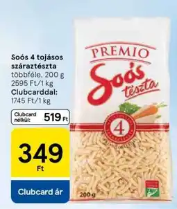 Tesco Soós 4 tojásos száraz tészta ajánlat
