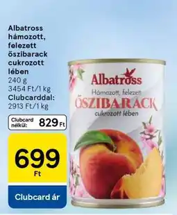 Tesco Albatross hámozott, felezett őszibarack cukrozott lében ajánlat
