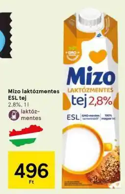 Tesco Mizo laktózmentes ESL tej ajánlat