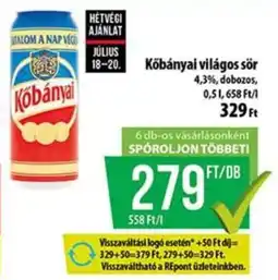 Coop Kőbányai világos sör ajánlat