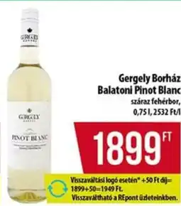 Coop Gergely Borház 1664 Balatoni Pinot Blanc ajánlat