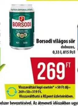 Coop Borsodi világos sör ajánlat