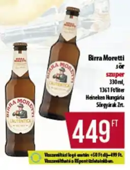 Coop Birra Moretti sör ajánlat