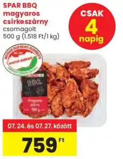 Spar SPAR BBQ magyaros csirkeszárny ajánlat