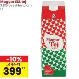 Spar Magyar ESL tej 2,8%-os zsírtartalom ajánlat