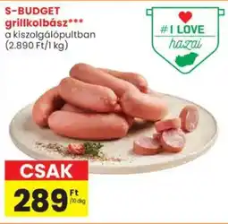 Spar S-BUDGET grillkolbász ajánlat