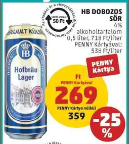 PENNY HB Dobozos Sör ajánlat