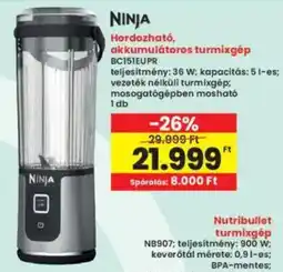 Interspar NINJA Hordozható, akkumulátoros turmixgép BC151EUPR ajánlat