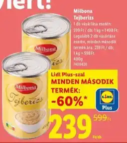 Lidl Milbona Tejberizs ajánlat