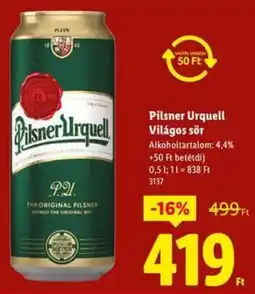 Lidl Pilsner Urquell Világos sör ajánlat