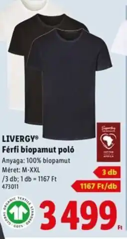 Lidl LIVERGY Férfi biopamut poló ajánlat