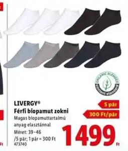 Lidl LIVERGY Férfi biopamut zokni ajánlat