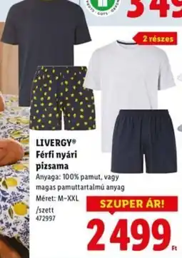 Lidl LIVERGY Férfi nyári pizsama ajánlat