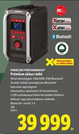 Lidl PARKSIDE PERFORMANCE Prémium akkus rádió ajánlat