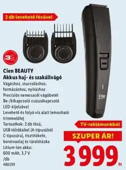 Lidl Cien BEAUTY Akkus haj- és szakállvágó ajánlat
