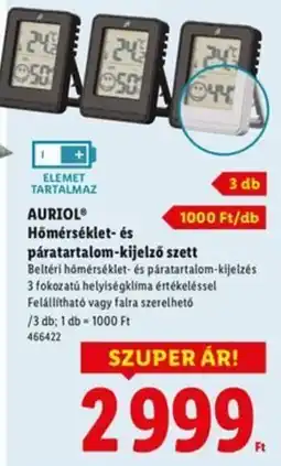 Lidl AURIOL Hőmérséklet- és páratartalom-kijelző szett ajánlat