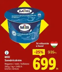 Lidl Milli Szendvicskrém ajánlat