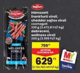 Interspar Regnum Hámozott frankfurti virsli, cheddar sajtos virsli ajánlat