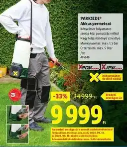 Lidl PARKSIDE Akkus permetező ajánlat