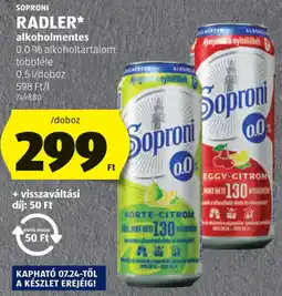 ALDI Soproni radler ajánlat