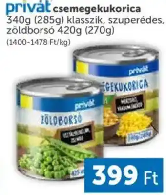 PRIVÁT Privát csemegekukorica ajánlat