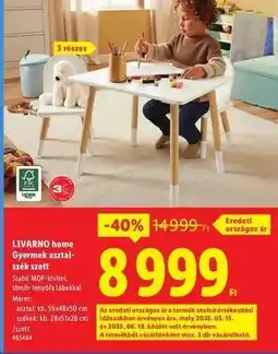 Lidl LIVARNO HOME Gyermek asztal-szék szett ajánlat