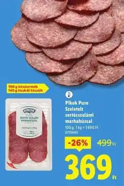 Lidl PIKOK PURE Szeletelt sertésszalámi marhahússal ajánlat