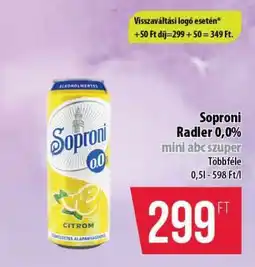 Coop Soproni Radler 0,0% Citrom ajánlat
