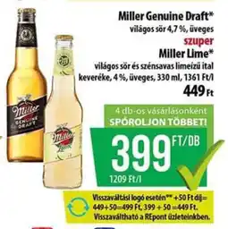 Coop Miller Genuine Draft & Miller Lime ajánlat